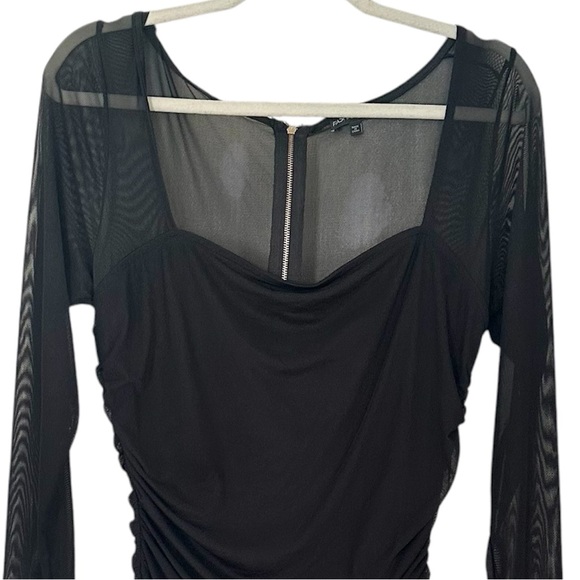 Fashion Nova Black Mesh Long Sleeve Mini Dress Size 1X - Picture 4 of 10